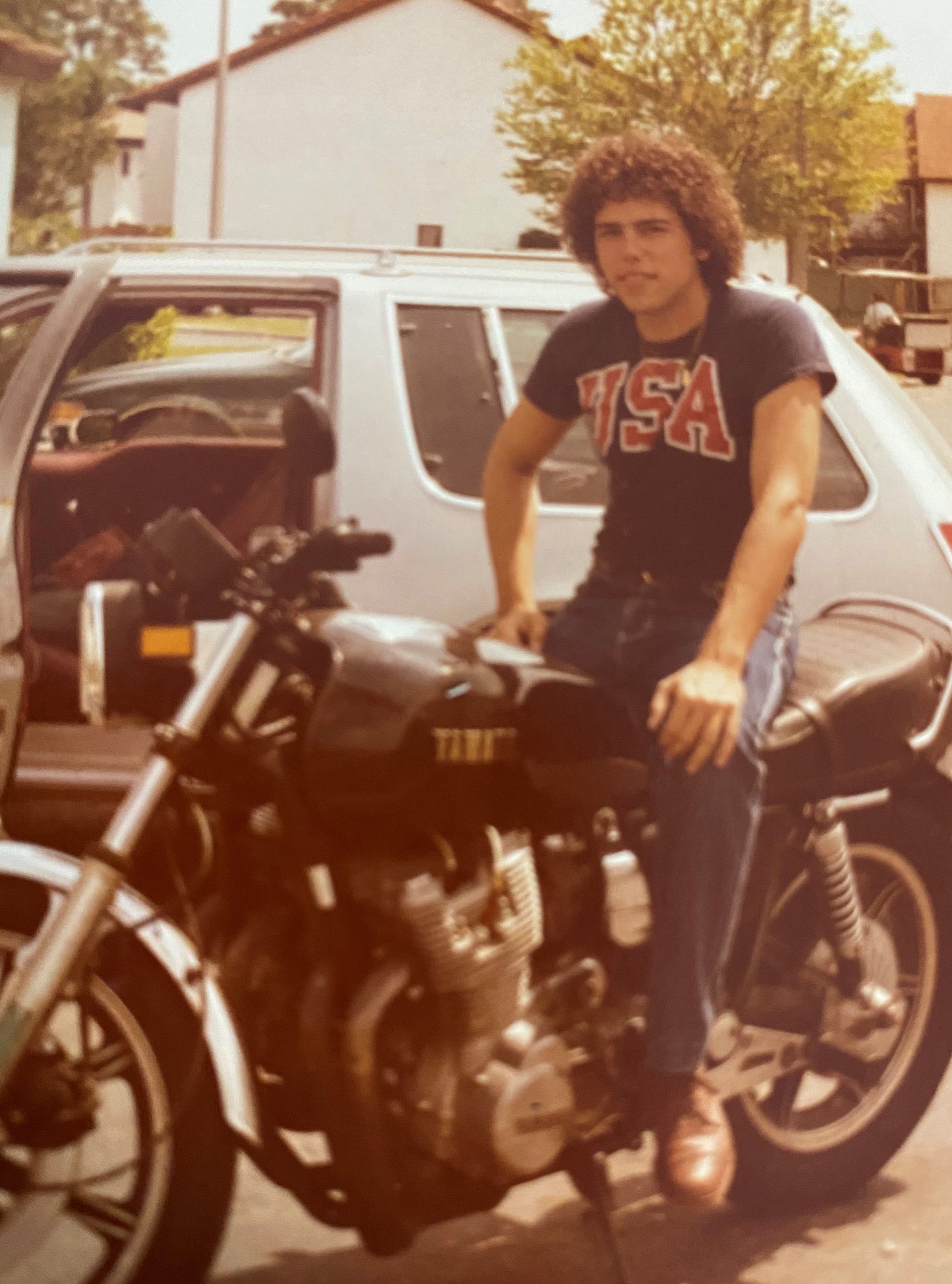 CJ Czaia as a youth on a motorcycle